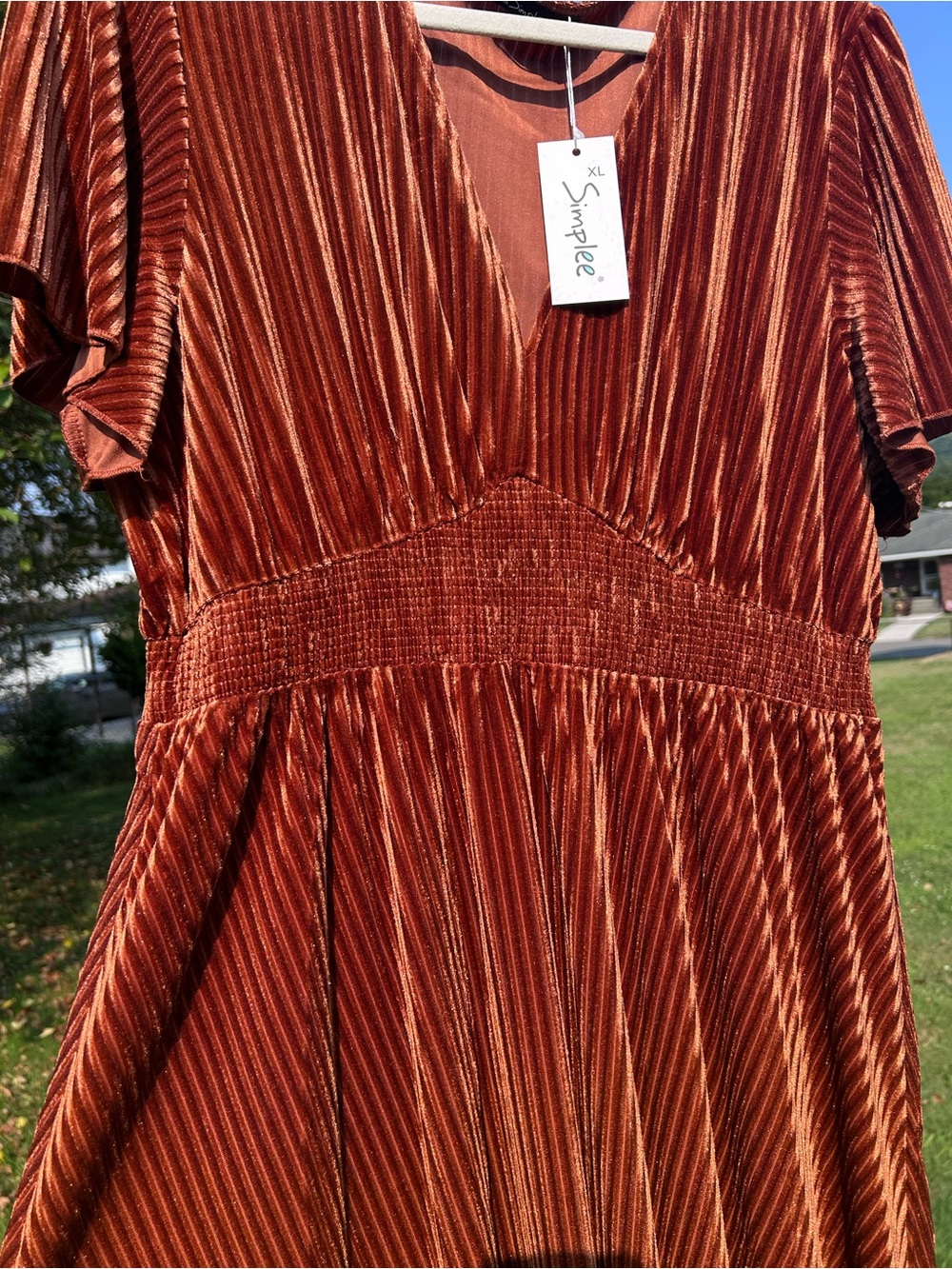 NEW Burnt orangey gold velvet maxi dress - Picture 4 of 6